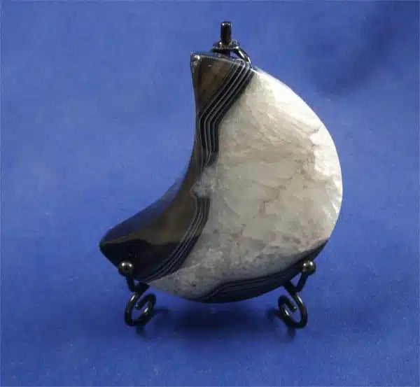 Banded Black Agate And Quartz Moon 2