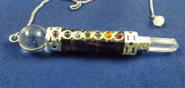 Amethyst And Clear Quartz Chakra Pendulum