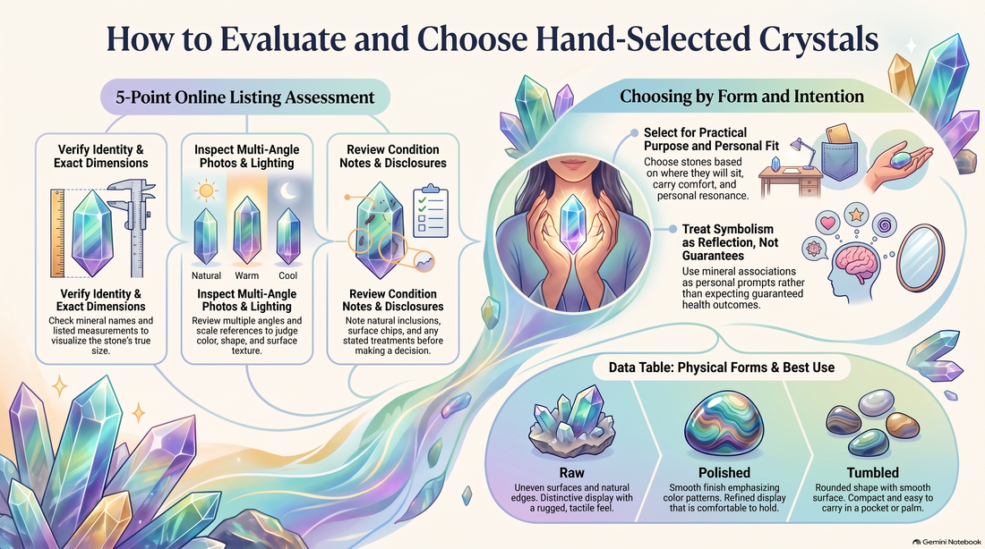 How to Evaluate and Choose Hand-Selected Crystals Infograph