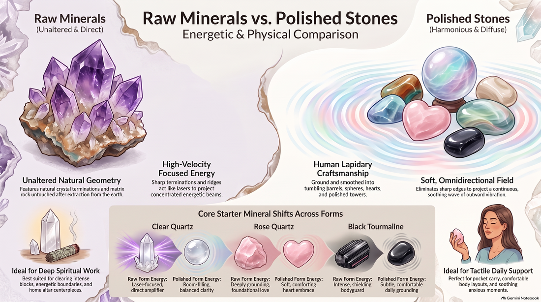 Raw Minerals vs. Polished Stones Infograph