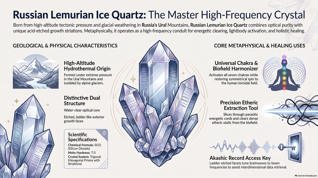 Metaphysical Healing Properties Of Russian Lemurian Ice Quartz Infograph