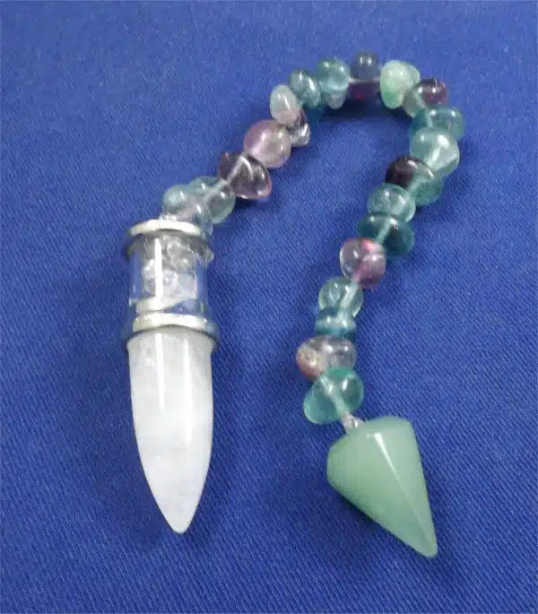 Aventurine – Fluorite Nugget Beads – Clear Quartz Pendulum