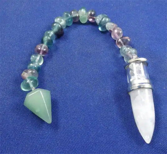 Aventurine – Fluorite Nugget Beads – Clear Quartz Pendulum