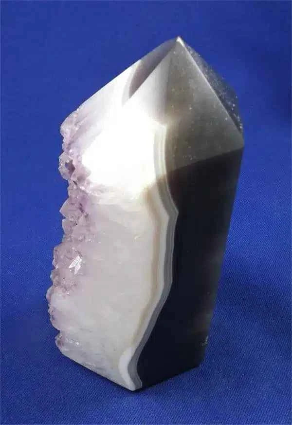 Agate Geode Point Tower 2 With Clear Quartz And Amethyst