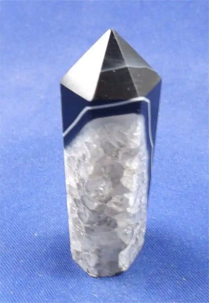 Banded Black Agate and Quartz Tower 2