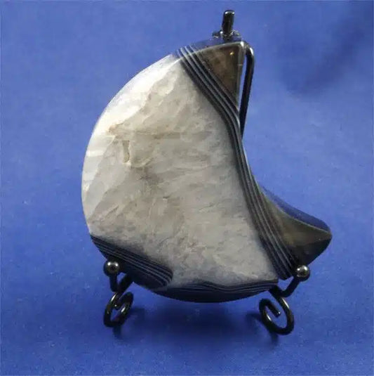 Banded Black Agate And Quartz Moon 2