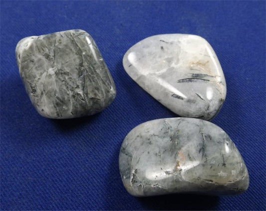 Green Tourmaline In Quartz Tumbled Stones