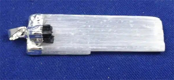 Selenite And Black Tourmaline Pendant