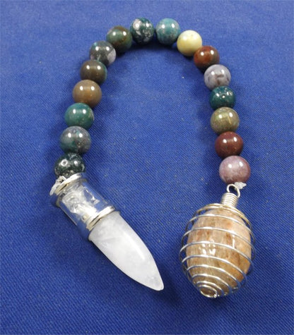 Thousand Layer Quartz Pendulum With Indian Agate And Clear Quartz